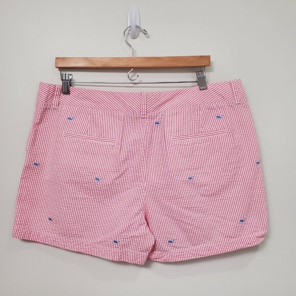 Vineyard Vines Womens Seersucker Pink White Nautical Whale Size L Beachy Preppy - Picture 4 of 14